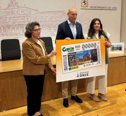 Presentación del cupón dedicado a la Plaza de El Grano, de León