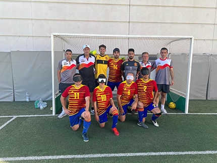 Selección española de fútbol ciegos que ha viajado a Pescara (Italia)