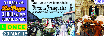 Cupón de la ONCE dedicado a la Romería de la Virgen de A Franqueira