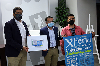 Presentación del cupón dedicado a la X Feria Internacional de Coleccionismo de Villanueva de la Serena