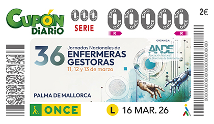 Cupón de la ONCE dedicado a las 36 Jornadas Nacionales de Enfermeras Gestoras