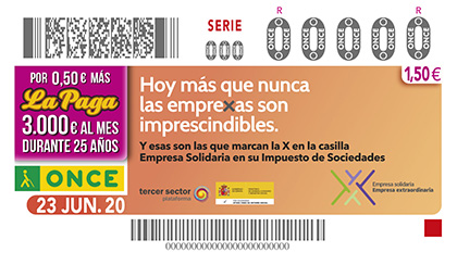 Cupón de la ONCE dedicado a la Empresa Solidaria