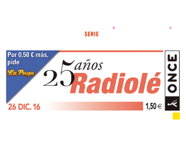 Cupón de la ONCE dedicado al 25 aniversario de Radio Olé