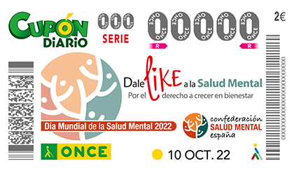 Cupón de la ONCE dedicado al Dia Mundial de la Salud Mental