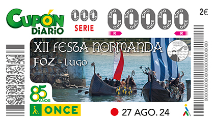 Cupón de la ONCE dedicado a la Festa Normanda de Foz Lugo