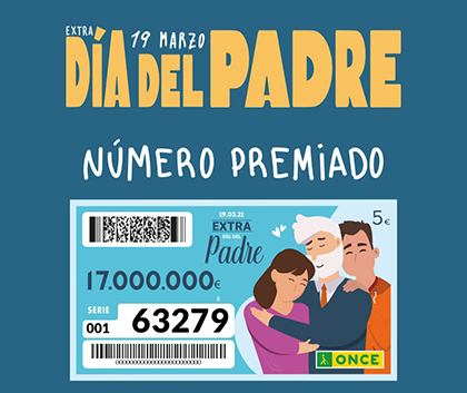 Cartel número premiado Extra Día del Padre de la ONCE