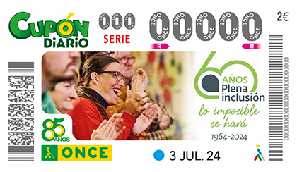 Cupón de la ONCE dedicado al 60 aniversario de Plena inclusión