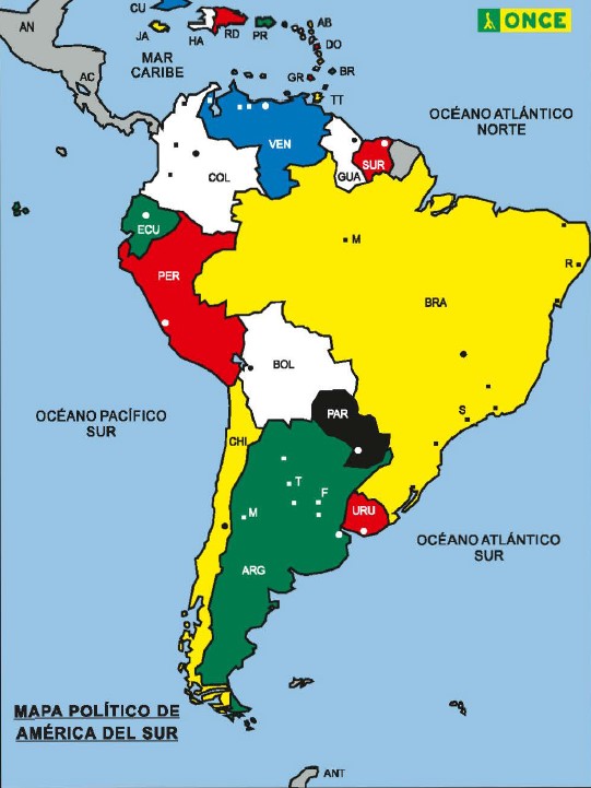 Mapa político de América del Sur Mapa político de América del Sur