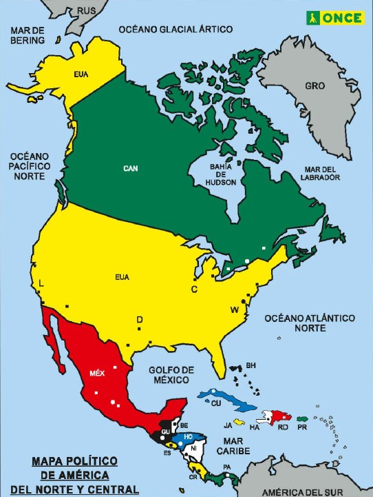Mapa político América del Norte y Central