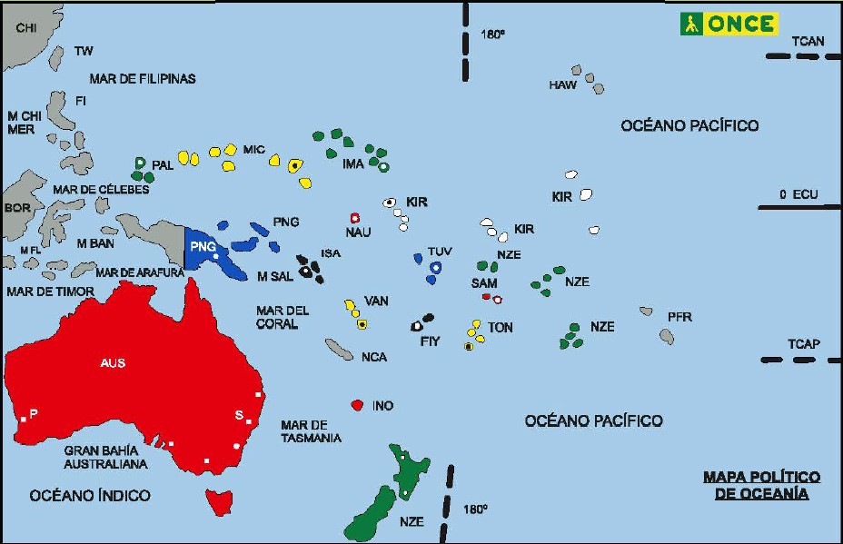 Mapa político Oceanía